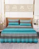 Jupe de lit vintage grange en bois grain gradient élastique élastique couvre-lit avec taies de couverture de matelas à taies