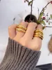 Simple Multi-layer Winding Metal Ring Gold Color for Women Brass Jewelry In High Quality 240417