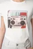 2024 Sommer neuer französischer Zadigvoltaire Fashion Radio Audio Digitaldruck Baumwolle gekräuselte Ärmeln Frauen kurzärmeliges T-Shirt Casual Round Neck Off White Top