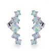 Boucles d'oreilles Stud Jellystory Luxury Silver 925 18 mm Blue Opal Gemstone Foe Femmes Mariage de vente Fin Bijoux Cadeaux