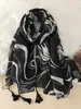 2023 Spanien Fashion Daisy Floral Tassel Viscose Shawl Scarf Lady Print Soft Pashmina Stole Wrap Snood Bufandas Muslim Hijab Sjaal 240425