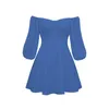 Vestidos informales de moda Vestido para mujeres Sexy Collar Collar Collar Manio Mini Color sólido Cordero alto Lace up Irregular Ladies Frock