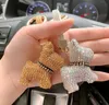 Chaves de cachorro francês de luxo Anéis Animal Bulldog Full Crystal Rhinestone Car Key Telder Chairings Presentes Moda Bolsa Charmos P3365667