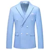 Fashion Mens Casual Boutique Business Couleur solide Double Breasted Suit Veste Blazers Coat 240430