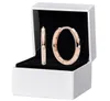 Box coffre à cerceau cercle en or rose 18K set pour les boucles d'oreilles en diamant CZ Authentic 925 Silver Mariage CZ 4336181