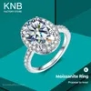 KNB Luxo 3CT Big Moissatine Diamond Diamond Wedding noval anéis de auréola para mulheres originais 925 jóias finas de prata esterlina 240428