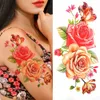 3d Lily Flower Tatouages temporaires pour femmes Adultes Rose Lotus Anemone Tatouer Sticker Fake Half Masheve Aquarement Tatoos 240423