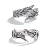 Bandringe Vintage Angel Devil Wing Paar Ring persönlich weibliche Metall offen verstellbare Finger Silber Punk Hip Hop Schmuckgeschenk Q240429