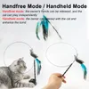 Birdfeather handfree Birdfeather Cat With Bell Toys Interactive Tup puissant pour chats Chaton Exercice d'exercice pour animaux de compagnie Y240429