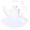 Costume de tutu d'ange blanc pour filles robe de cosplay de fée princesse avec ailes costumes d'Halloween pour enfants tenue de vêtements de fille 1-14y 240429