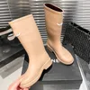 Designer Chaussures imperméables Bottes de pluie femme épais talon épais semelle épaisse bottes hautes bottes mode orteil ronde hommes femmes bottes en caoutchouc nouveau