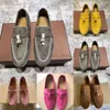 Loro Style British Shoes Hobe Casual Womens Mandis Velvet Le cuir bas Top Summer Walk Mens Flats LP Chaussure SCHUHE Taille 35-46