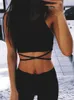 Женские танки Camis Summer Crop Top Blusa Женская рукавочная футболка сексуальная повязка Top Fashion Black Lace Top Top Tumblr Womens Topl24029