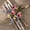 Fleurs décoratives Vintage Artificiel Flower Silk Rose Bouquet Mariage de mariage Décoration de fête de Noël Fausse POGRA
