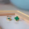 Lover's Exclusive Earrings Vanly High Lucky Gold 18K Rose Malachite oorbellen en met gewone Cliek