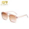 História T313 Classic Retro Bridge Double Square Glassses Mulheres Men 2024 Designer de marca 90