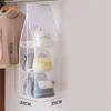 Förvaringspåsar hängande handväska arrangör för garderobsskåp transparent väska dörrvägg klara diverse skor med galge påse