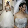Dresses Sweetheart Neckline Beaded Crystals Tulle Sweep Train Custom Made Ballgown Wedding Bridal Gown Vestido De Novia