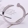 new wide gold sliver Unisex nail bracelet plated 18K jewelry bracelets for women girl ladies luxury jewlery designer birthday Wedding Party engaged sets daily