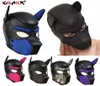 Máscaras de festa filhotes filhotes brincar com capuz de cachorro acolchoado Role de borracha de borracha Cosplay Full Head Ears Halloween Sex Toy para casais 2205206756548