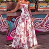 Basic Casual Dresses Elegant Womens Maxi Shoulder Strap Dress Flower 2024 Summer Elegant Sexy Shoulder Waist Bohemian Beach Dress Womens Robe S-XXXL Y240429