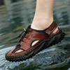 Casual Shoes Summer Breathable Leather Hollow-out Comfortable Men Sneakers Walking Mesh Mens Waterproof Outdoor Sandals