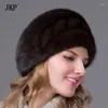 Boinas jkp real natural de pele inteira chapéu de inverno Mulheres bonés elegante estilo de moda feminina quente luxo