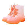 女性レインシューズプラットフォームレインブーツゼリーカラーアンクルブーツレディース防水作業靴
