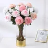 Fleurs décoratives 7-Pack Latex Rose Artificiel Real Touch Mariage Bouquet Bouquet Home Decor Table Decoration Accessoires Rooms Flores