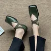 Прибыл дизайн Mary Jane Shoes Women Elegant Square Toe Flats Summer Outdoor Elastic Band Sandal Fashion Ladies 240426