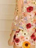 Casual Dresses Spring Summer Floral Tulle Dress A-Line Mini High Quality 3D Flowers Embroidered Elegant Party Women kläder 44921