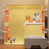 Transporteurs de chats cages domestiques litière de litière intégrée villa intérieur fencabinet animal de compagnie fournit la maison en cage avec stockage