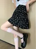 Röcke florale Druckrock Frauen lässig Vintage schwarzer elastischer Taille Mini Sommer 2024 Urlaubsbekleidung