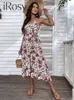 Abiti casual Irosy Sexy leopardo Sunspesses 2024 Fashion Summer Maxi Regolable Cint Dress per abiti da spiaggia da donna