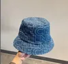 Hombras de cubo de borde anchos sombrero de cubo de jean para mujeres diseñador de mezclilla azul vaquero bob sol protección solar gorros diseñador de sombrero de sol streetwear