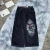 Pantalon masculin jnco jeans de poche nouveau Y2K vintage brodé haute taille hip hop vêtements de rue gothique masculine harajuku décontracté jambe large q240429