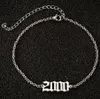 HE16 Nummer 12000 Arabische cijfers Verjaardag jaar Anklet been Bracelet Roestvrij staal mode -sieraden voor vrouwelijke mannen geschenken 5357689