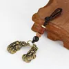 Keychains Brass Coin-spitting Beast Metal Pendant Key Chains Mascot Lucky Fortune Wealth Charms Dangle Hanging Decor Car