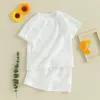 Clothing Sets Toddler Girl Boy Summer Outfit 2T 3T 4T 5T 6T Kids Short Sleeve T-Shirts Shorts Set Waffle Knit Clothes