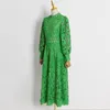 419 XL 2024 Milan Pist Elbisesi İlkbahar Yaz Uzun Kollu Yeşil Mor Elbiseler Kadın Elbise Moda Yüksek Kaliteli Boka