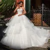 Robe de mariée de robe de bal de lacet de luxe 2024 Sweetheart Lace Up Ruffles Multilleuse Long Train Tulle Brides Bridal Gowns Princess Vestidos de Novias Customated