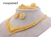 Midden -Oosten Dubai 24k gouden sieradenset Afrikaanse bruids bruiloft ketting Bracelet oorbellen vierstuk ring set9234926