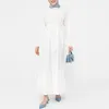 Abbigliamento etnico abiti africani solidi per donne modeste maniche lunghe veste rotonde maxi vestidos abaya dubai abito di self cintura femmina musulmana