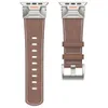 Luxury Crazy Horse äkta läderbandband Steel Buckle Armband Watchband för Apple Watch 3 4 5 6 7 8 8 9 IWATCH 42mm 44mm 45mm 49mm Ultra Band Straps