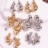 Boucles d'oreilles étalon Huanzhi Géométrique Drop chute de fleur de fleur d'oreille Gold Couleur de grande fête vintage bijoux quotidien pour les femmes 2024 tendance