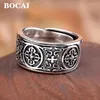 Cluster anneaux Bocai S925 Bijoux en argent Retro Retro Buddhist Wheel Match Ajustement des cadeaux de mode pour hommes et femmes