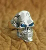 LINSION 925 Sterling Silver CZ Eyes Skull Ring Mens Biker Rock Punk Ring TA131 US Size 7156456845