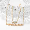Chaîne Fashion Fashion Crystal Feuilles Géométriques Chaîne Gold Color Bracelet Set Bohemian Vintage Jewelry Wholesale 1 Set!