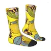 Men's Socks Fashion Mens Yellow Lemon And Bee Garden Dress Unisex Comfortable Warm 3D Printed Honeybee Crew