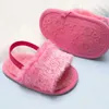 Sandaler heta säljer mjuka solerade andningsbara babyskor 0-18 månader enkla elastiska promenadskor inomhus babyskor anti slip päls sandal240429